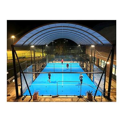 China Durable 100 Hot Dip Galvanized Posts Padel Tennis Court With Ceiling 15 Year Rust Free Guarantee for sale