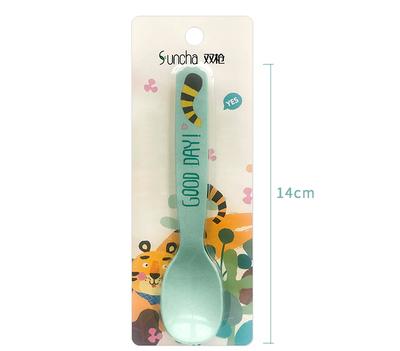 China New Viable Baby Food Supplement Learn To Eat Baby Blue Degradable Silicone Small Spoon for sale