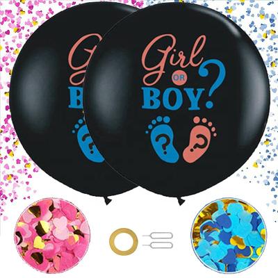 China Gender Reveal Party Decoration 32 Inch Baby Shower Confetti Balloon Boy Or Girl Latex Balloon Gender Reveal Party Decoration for sale