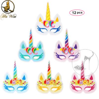 China Kids Mask New Style 12pcs Kids Birthday Unicorn Paper Masks For Sale for sale