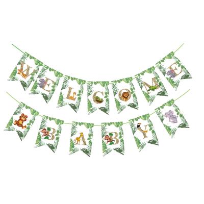 China Cute Hawin Paper Kind Reveal Themed Decoration Banner Jungle Party Flags Banners for sale