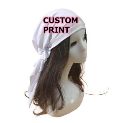 China 2022 New Designer Swimwear Matching Women Head Scarf Long Tail Hat Breathable Polyester Private Printing Swimsuit Customized Logo Head Wrap for sale