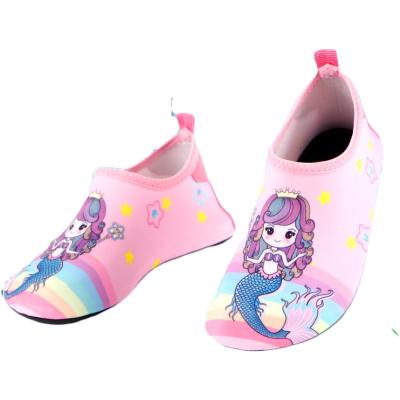 China Swimming New Arrive Baby Kids Swimming Shoes Kids Mermaid Print River Water Diving Discovery Shoes For Girl for sale