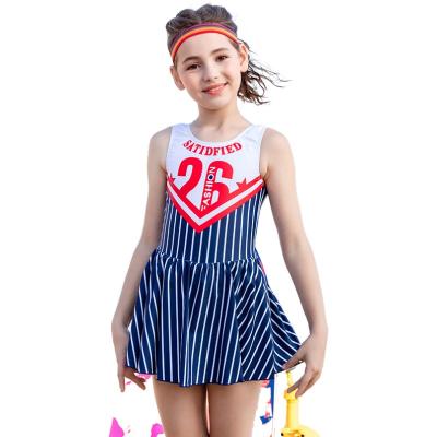 China Hot Selling Girl Beach Wear Swimwear Kids Teen Costumes Breathable Stripe Swimming Dress For Beach for sale