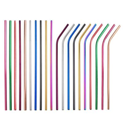 China Customized Viable Colors Rainbow Bend Metal Stainless Steel Reusable Straight Drinking Straws for sale