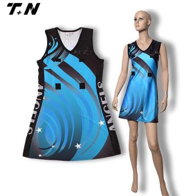 China soft lycra & 2015 Latest Breathable Fabric Cheap Sublimation Netball Dress for sale