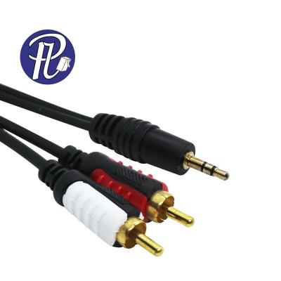 China DVD Player PULLYCables Brand Dual Color 3.5mm Stereo to Audio Video 2RCA Cable with Super Quality CE Bare Copper Certificate for sale