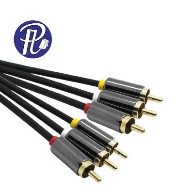 China DVD Player PULLYCables Brand 3RCA To Audio Video 3RCA Cable With Super Quality Bare Copper Zinc Alloy Shell for sale