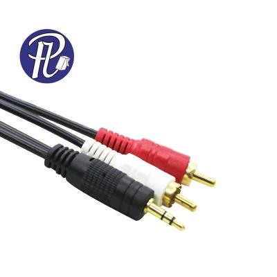 China DVD Player PULLYCables Brand 3.5mm Stereo to Audio Video 2RCA Cable with Super Quality CE Bare Copper Certificate for sale