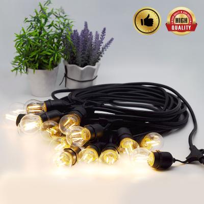 China NEW AC220V 2700K Waterproof Outdoor Bulb Holiday Warm White 15*2W Decoration Lights 48FT/15M Outdoor LED String Light With Bulb for sale