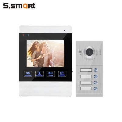 China Built-in Camera New Style 2 Unit Apartment 2 Wired 4.3inch Screen Audio Video Outdoor Doorbell for sale