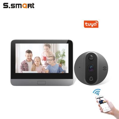 China 4.3 Inch Touch Screen Video Intercom Camera Modern Radio Tuya Support Audio WIFI Doorbell for sale