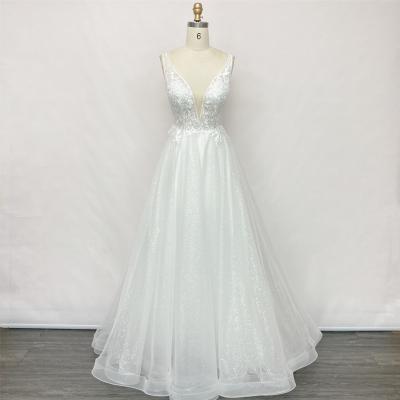 China Anti-Static Noble Puffy Ball Gown Floor Length White Tulle Cheap Bridal Wedding Dress for sale