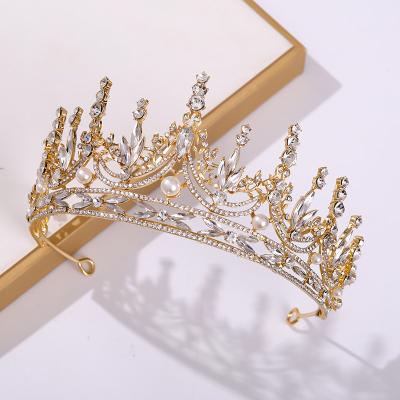 China Popular rhinestone/crystal alloy rhinestone/crystal tiara popular bride crown hair accessories for sale