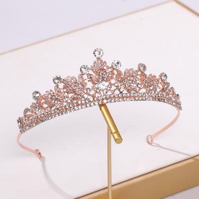 China Exquisite alloy /rhinestone/crystal alloy rhinestone hair accessories tiara rose gold wedding small crown for sale