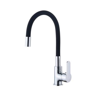 China Modern Flexible Black Chrome Water Sink Faucet Silicon Brass Kitchen Faucet for sale