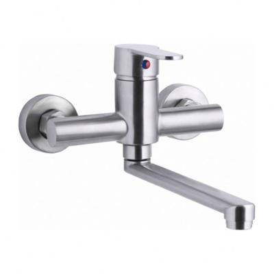 China 304 Stainless Steel Kitchen Faucets Two Holes Modern Wall Mounted Wash Sink Mixer Taps for sale