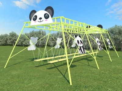 China Panda Shaped Green Garden Play Sets Kids Outdoor Swing Chair 230cm Commercial Swing Set for sale