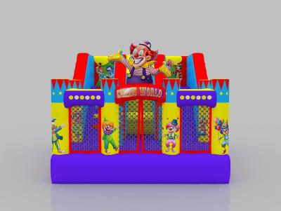 China Kids' Inflatable Castle Yellow Blue Outdoor Bounce House Jumping Castle Rental With Slide for sale