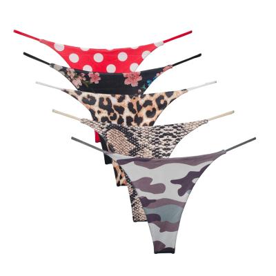 China Antibacterial Bikini Ladies Thong Cotton Camouflage Leopard Sexy Lingerie Underwear Women G-Strings for sale