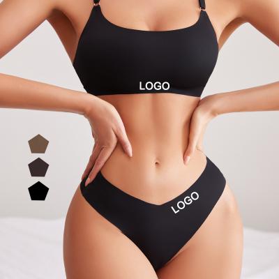 China 2022 QUICK DRY new high quality soft wireless bra set seamless strap and bra place Logo Bra Underwear Set custom made for sale