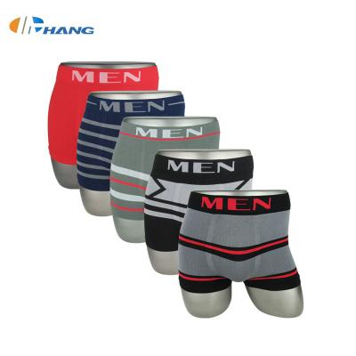 China Antibacterial Wholesale Multi Colors MEN Logo Seamless Underwear Stripe Cuecas Boxer Briefs for sale