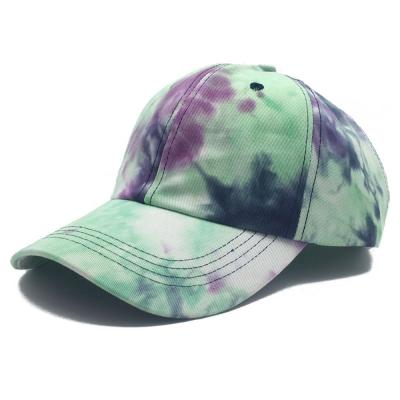 China Custom JOINT Logo Blank Hat Tie Dye 6 Panel Cotton Baseball Cap for sale