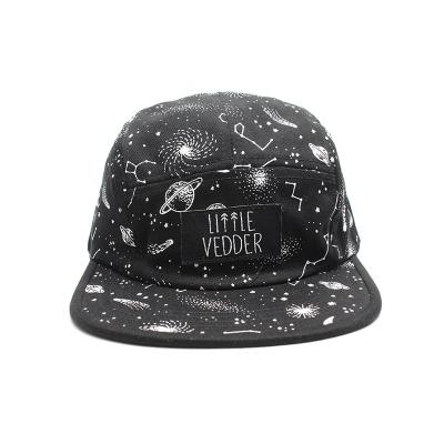 China COMMON wholesale custom cotton twill sublimated printing Bill 5 panel hat plastic flat cap with snap back with logo for sale