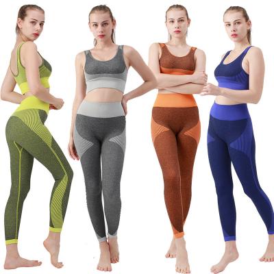 China Women Breathable High Waisted Bra Waist Gaiters Workout Sportswear Set Sportswear Set Yoga Suit Top for sale