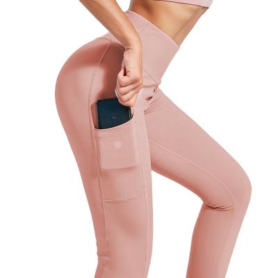 China High Print Women's Gym Activewear Stretch Butt Gaiters Double High Waisted Breathable Sexy Yoga Side Pants With Pockets for sale