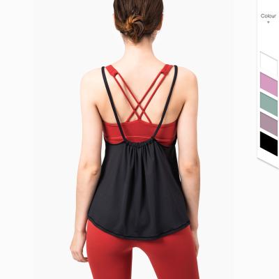 China Breathable Women Drawing Tank Top Backless Sleeveless Sports Vest Gym Clothing Workout Seamless Running Vest For Women for sale