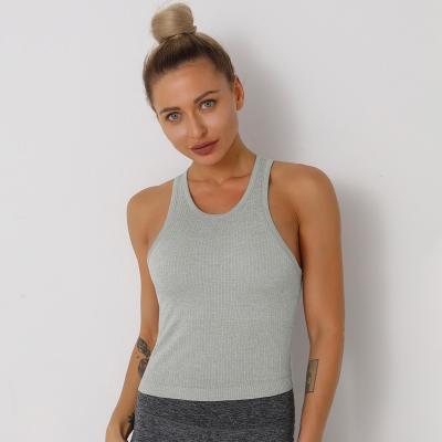 China Breathable High-elastic sweat-absorbent tight-fitting double-layer thin-fitting women's sleeveless vest for sale