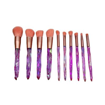 China Plastic + Nylon Makeup Brushes Premium Synthetic Brush Diamond Crystal Cosmetic Brush Foundation Set 10PCs for sale