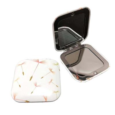 China Magnifying Lady Gifts Square Double Sided Aluminum Compact Mirror Pocket Mirror For Girl for sale