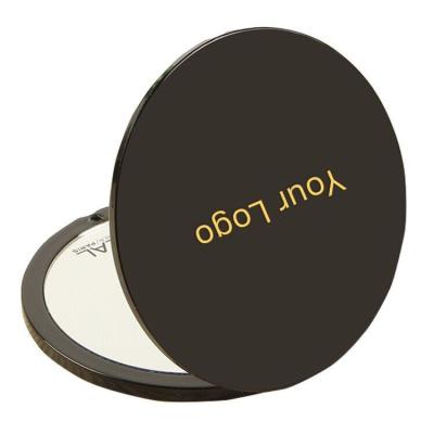 China Custom Pocket Mirror Logo Black Rubber Painting Craft Cosmetic Mirror for sale