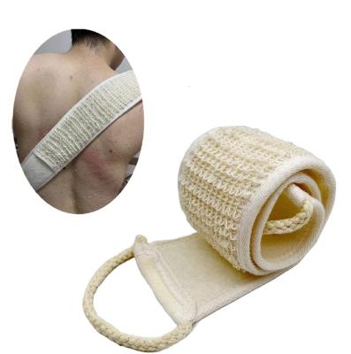 China Sustainable Nature Sponge Brush Towel With Ring Soft Exfoliating Back Strap for sale