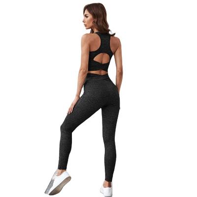 China Breathable High Quality Active Sportswear Yoga Fitness Fashion Gym 2 Piece Comfortable 2 Piece Sports Bra Set 2022 Women Workout Leggings for sale