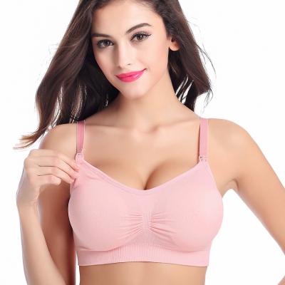 China QUICK DRY M-XXL Size Wireless Open Button Nylon Lady Postpartum Maternity Breastfeeding Seamless Nursing Bra for sale