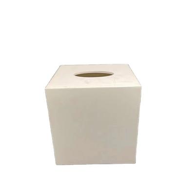 China Luxury White Industry Wholesale Price Tissue Box Holder Facial Tissue Paper Car Tissue Box Lid Resin Sustainable for sale