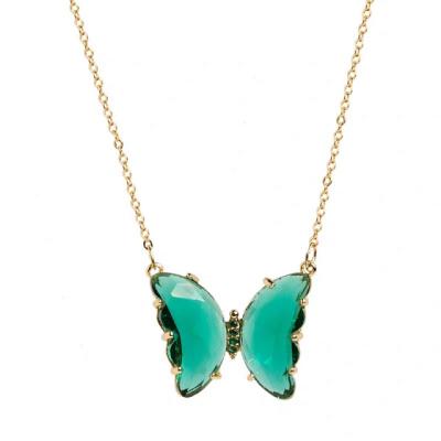 China 2022 Environmentally Friendly Hot Selling Fashion Crystal Butterfly Necklace For Girls Colorful Hot Selling for sale