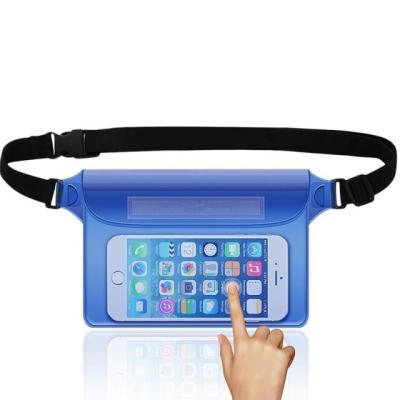 China ROC Outdoor Mobile Phone Waterproof Bag Rafting Cell Phone Beach Sealed Clear PVC Touch Screen Fanny Pack for sale