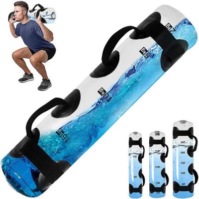 China Custom OEM Logo Pvc Inflatable Weightlifting Water Dumbbell Bag Strength Fitness Training Water Filled Sandbag for sale