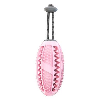 China Hot-sale Sustainable Products Custom Dog Food Dispenser Leak Ball With Clean Teeth Rope Dog Toy Pet Chewing Training for sale