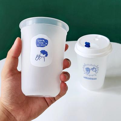 China HARD AND THICK Bubble Tea Cup Fruit Cups pp Milk Tea Plastic Custom Logo U Shape 700ml 24oz Disposable Top Beer OEM Wall Style for sale