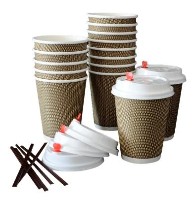 China HARD AND THICK Plant Insulated Kraft Paper To Ripple Double Wallpaper Coffee Cups 8 Oz 12 Oz 16 Oz Paper Cup For Beverage for sale