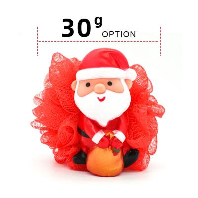 China Exfoliate Newest Custom Soft Plastic Sponge Ball Body Shower Soap Sponge Santan Toy Cute Christmas Shower Bath For Kids for sale