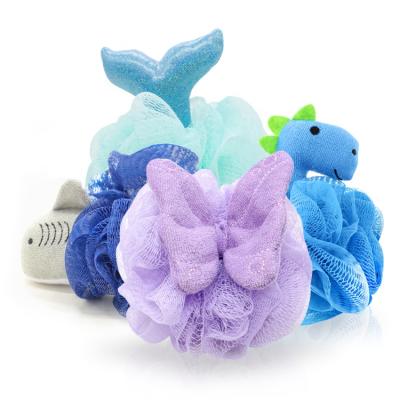 China All Natural Customized Animal Cute Bath Toy Kids Loofahs Bath Pouf Mesh Body Bath Sponge Baby Cartoon Sponge for sale