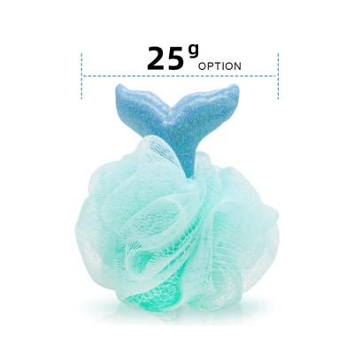 China All Natural Bath Ball Mermaid Tail Soft OEM Baby Bath Sponge Toy Kid Bath Sponge For Children for sale