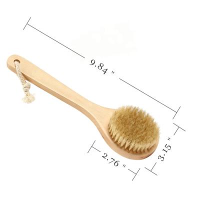 China All Natural Boar Stiffen Bath Shower Brush Dry Skin Wooden Body Scrub Brush Body Scrubber for Massage and Stimulate Blood Circulation for sale