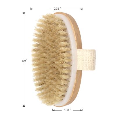 China All Natural High Quality Boar Stiffens Anti Cellulite Exfoliating Massage Shower Brush Natural Wooden Dry Skin Body Brush Bath Brushes for sale